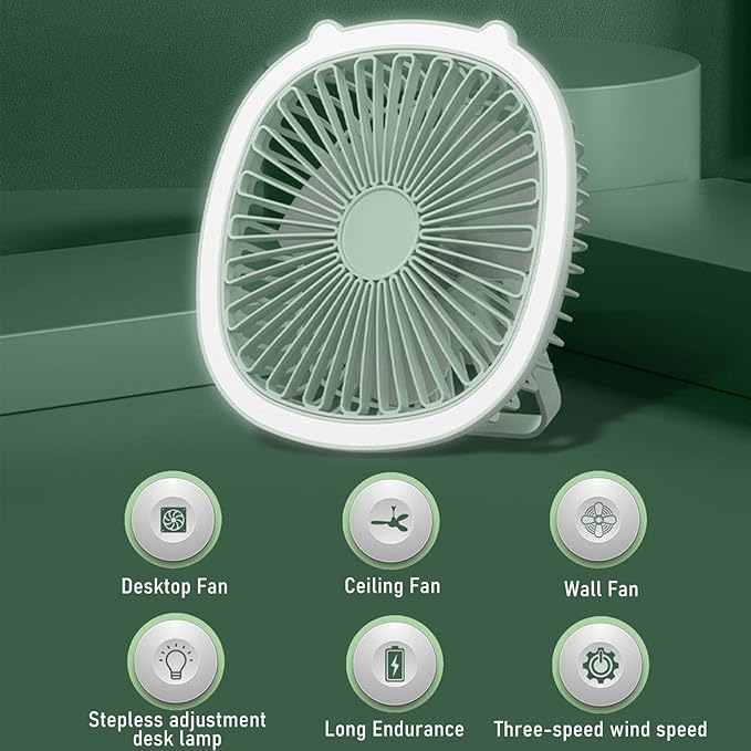 Ventilador con luz LED recargable usb