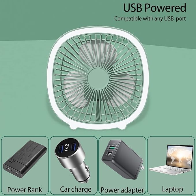 Ventilador con luz LED recargable usb